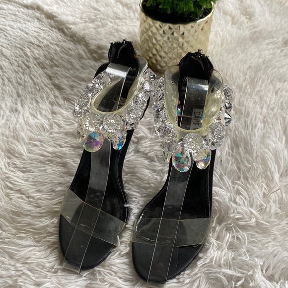 Suzzy Black jewel heels sandals, Size 5.5 - Picture 5 of 12